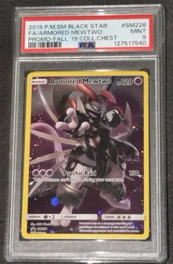 2019 POKEMON SM BLACK STAR PROMO #SM228 FULL ART/ARMORED MEWTWO PSA 9 - Image 3