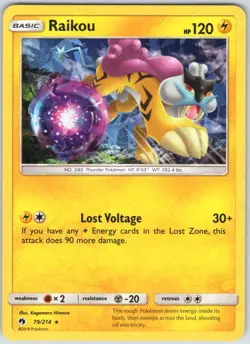 Raikou 79/214 Rare Lost Thunder Pokemon NM - Image 1