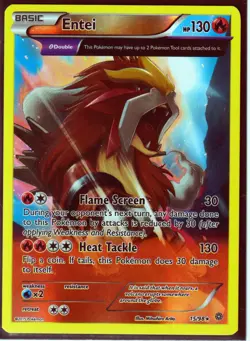 2015 POKEMON ENTEI 15/98 FULL ART - XY ANCIENT ORIGINS- RARE - REVERSE HOLO NM - Image 1