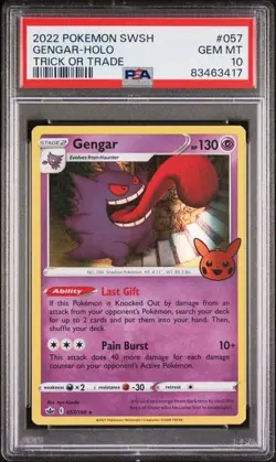 2022 Pokemon Gengar Trick or Trade Holo Card PSA 10 - Image 1