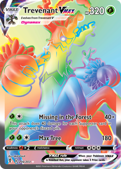 TREVENANT VMAX 206/203 RARE RAINBOW EVOLVING SKIES POKEMON NEAR MINT - Image 1