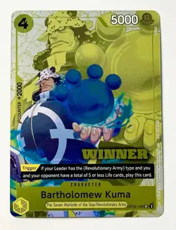 One Piece Bartholomew Kuma OP09-108 WINNER TOURNAMENT PACK CARD Vol. 4 English - Image 1