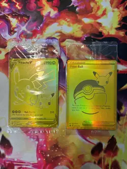 Pikachu V SWSH145 Poke Ball 146 2021 Pokemon Celebrations Gold Promo Card SEALED - Image 1