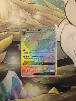Pokemon Umbreon GX Rainbow Secret Rare Card 154/149 Heavily Played - Image 1