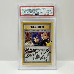 Eric Stuart & Matthew Sus Signed - Here Comes Team Rocket! Pokemon Card - PSA 10 - Image 1