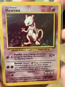 Shadowless Mewtwo 10/102 Base Set Holo Rare Vintage 1999 Pokemon Card - Image 1