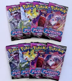 Pokemon TCG Sword & Shield Fusion Strike Sealed Booster Pack Art Set Lot 8 Packs - Image 1