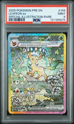 2025 POKEMON PRE EN-PRISMATIC EVOLUTIONS #144 LEAFEON EX PSA 9 - Image 1