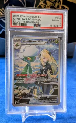 2025 POKEMON DRI EN-DESTINED RIVALS ILLUSTRATION RARE CYNTHIA'S ROSERADE PSA 8 - Image 1