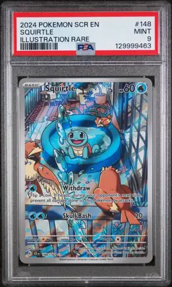2024 Pokemon Stellar Crown SCR En Squirtle Illustration Rare #148 PSA 9 Mint - Image 1