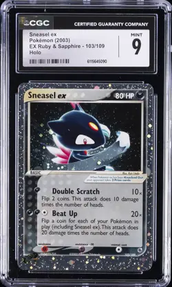2003 POKEMON EX RUBY & SAPPHIRE HOLO #103 SNEASEL EX CGC 9 - Image 1