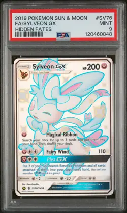 2019 POKEMON SUN & MOON HIDDEN FATES #SV76 FULL ART/SYLVEON GX PSA 9 - Image 1