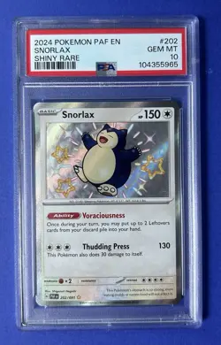 2024 Pokemon PAF EN Snorlax Shiny Rare #202 PSA 10 GEM MT - Image 1