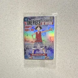 Bandai Namco One Piece CCG Monkey.D.Luffy US Voyage Promo Full Art Holo Card - Image 1