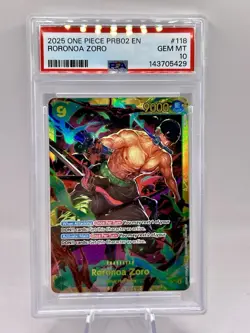 Roronoa Zoro PRB02 118 Secret Rare One Piece PSA 10 Gem Mint - Image 1