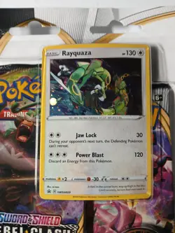 Rayquaza Sword & Shield Rebel Clash Promo Card Booster Pack Holo English SWSH029 - Image 3