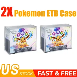2 PCS Premium Acrylic Display Case Box Pokemon ETB Trainer Boxes UV Protected US - Image 1