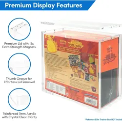 2 PCS Premium Acrylic Display Case Box Pokemon ETB Trainer Boxes UV Protected US - Image 3