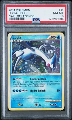 2011 POKEMON CALL OF LEGENDS #15 LUGIA-HOLO PSA 8 - Image 1