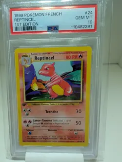1999 Pokemon French Base Reptincel Charmeleon 1st Edition #24 PSA 10 - Image 1