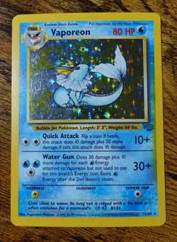 Vaporeon 12/64 Additional Yellow Ink Error Misprint Jungle Holo Pokemon Card LP^ - Image 1