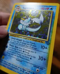 Vaporeon 12/64 Additional Yellow Ink Error Misprint Jungle Holo Pokemon Card LP^ - Image 5