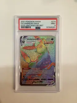 Pokemon Umbreon VMAX Secret Rare Holo 214/203 Evolving Skies PSA 9 2021 - Image 1