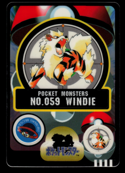 NM - Pokemon Japanese Arcanine No. 059 Bandai Sealdass Sticker - Image 1