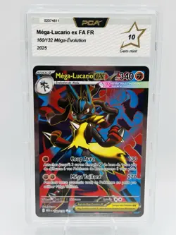 PCA 10 Carte Pokemon Mega Lucario EX FA 160/132 Full Art ME01 FR - Image 2