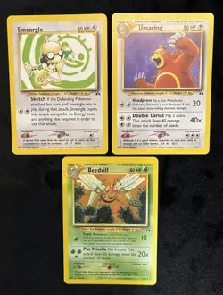 Pokemon TCG - Neo Discovery - Rare 3 Card Lot - Ursaring Smeargle Beedrill - Image 1