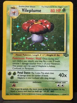 Vileplume 15/64 WOTC Jungle Rare Unlimited Holofoil Pokemon Card HP - Image 1