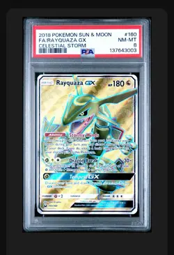 2018 Pokemon Celestial Storm Rayquaza GX Full Art #160 PSA 8 NM-MT - Image 1