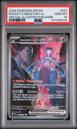 2025 POKEMON DRI EN-DESTINED RIVALS #231 TEAM ROCKET'S MEWTWO EX PSA 10 - Image 1