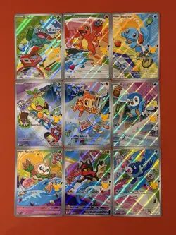 Pokemon TCG 30th anniversary first partner starters illustration set Full 9 - Image 1