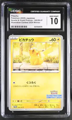 CGC 10 Pikachu 242/SV-P Illustration Contest 2024 Winner Pokemon Gem Mint PSA - Image 1
