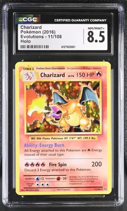 CGC 8.5 Charizard 11/108 Holo Evolutions Pokemon Nm/mint+ PSA - Image 1