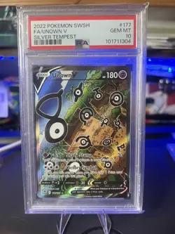 Pokemon 2022 Unown V 177/195 Full Art Silver Tempest GEM MINT PSA 10 - Image 1