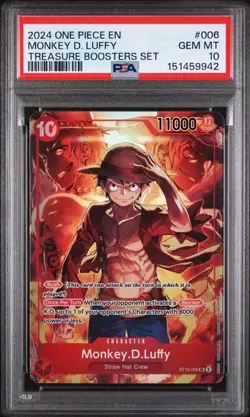 2024 ONE PIECE (TREASURE BOOSTER SET) #006 MONKEY D. LUFFY PSA 10 Gem Mint - Image 1