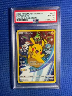 2020 Pokemon SWSH BSP Pikachu Full Art Figure Collection Card PSA 10 - Image 1