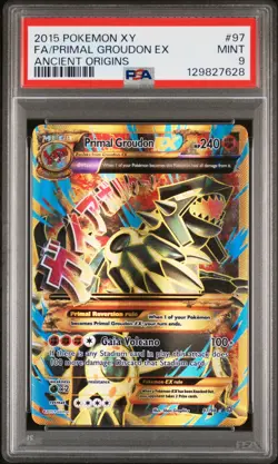 2015 POKEMON XY ANCIENT ORIGINS #97 FULL ART/PRIMAL GROUDON EX PSA 9 - Image 1