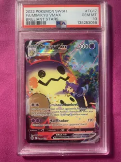 2022 Pokemon TCG SWSH Brilliant Stars #TG17 FA/Mimikyu VMAX PSA 10 GEM MINT - Image 1