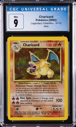 2002 POKEMON LEGENDARY COLLECTION HOLO #3 CHARIZARD CGC 9 - Image 1