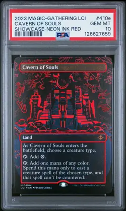 MTG Cavern of Souls - Lost Caverns of Ixalan 410e - NEON RED GEM MT PSA 10 - Image 1