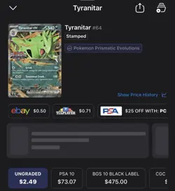 STAMPED Pokemon Tyranitar ex 064/131 Prismatic Evolutions Promo EX Holo - Image 3