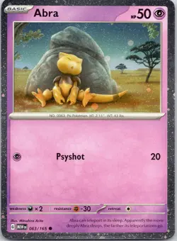 Abra 063/165 C 151 Pokemon Reverse Holo Near Mint COSMOS HOLO - Image 1