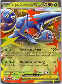 Mega Heracross ex 004/094 Double Rare Phantasmal Flames Pokemon Holo Near Mint - Image 1