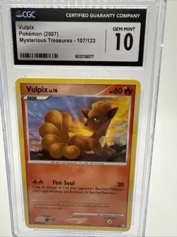 🔥 CGC Gem Mint 10 Vulpix 107/123 - Mysterious Treasures 2007 Pokemon - Image 1
