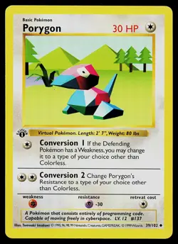 Pokemon Card - Porygon Base Set (Shadowless) 39/102 Uncommon 1st Edition - Image 1