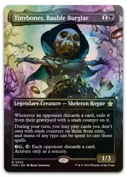 Tinybones, Bauble Burglar (Borderless) #324 (Foil) NM Foundations FDN Magic MTG - Image 1