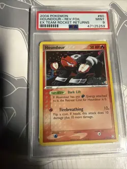 2004 POKEMON EX TEAM ROCKET RETURNS #60 HOUNDOUR-REVERSE FOIL PSA 9 - Image 1